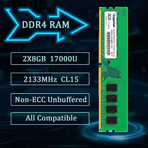 16GB (2x8GB) DDR4 17000U PC4 2133MHz UDIMM, DDR4-2133P PC4-17000 CL15 2Rx8 1.2V Non-ECC 288 Pin Desktop Memory Module Ram - Image 2