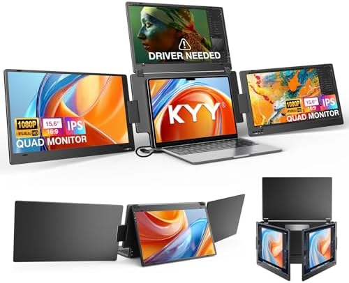 KYY Triple Screen Laptop Monitor Extender 15.6" Quad Laptop Screen Extender by KYYTechBringYourLifeMoreConvenientandBrilliant