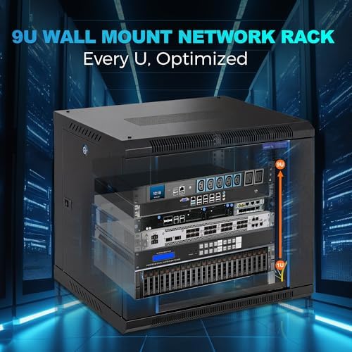 9U Rack, 17.7" Depth Wall Mount Rack Network Cabinet for Office - Image 7