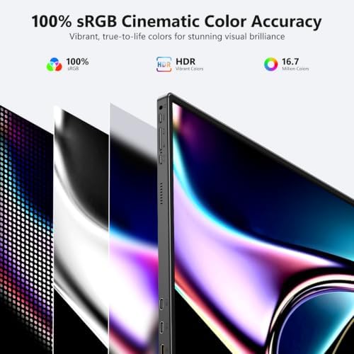 ForHelp 18.5 Inch 100Hz Portable Display, 1920x1080 16:9 FHD Monitor with Built-in Stand and Speakers, Compatible with Laptop, Mobile Phone and Game Consoles - Image 3
