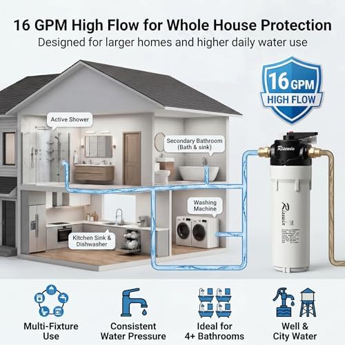20'' Whole House Water Filter System with Bypass, 4 Modes, Freeze Proof, High Flow, Removes Iron, Sediment & Rust | Pre-Filtration System for Well Water & Large Houses (Single Stage, Black) - Image 3