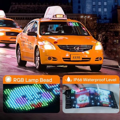 RAYHOME LED Sign for Car, 7''x3''Flexible LED Matrix Panel USB 5V Bluetooth Application Control DIY Programmable Scrolling Sign for Car Party Wedding Festival - Image 2