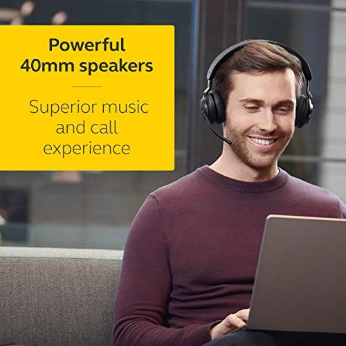 Jabra Evolve2 65 MS Wireless Headphones with Link380a, Stereo, Black – Wireless Bluetooth Headset for Calls and Music, 37 Hours of Battery Life, Passive Noise Cancelling Headphones - Image 6