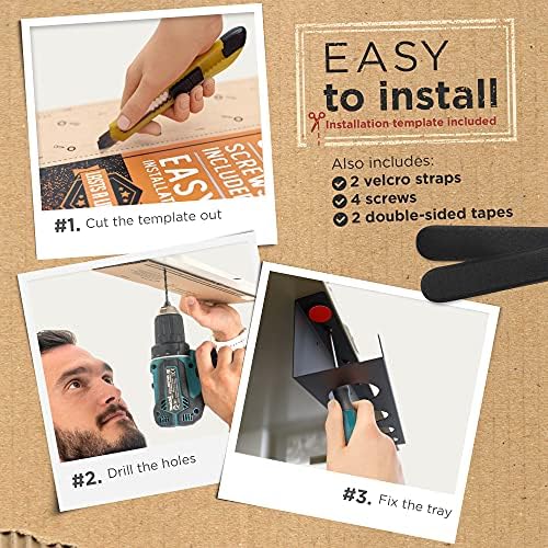 Under Desk Cable Management Tray - No Drill Organizer for Glass Desk. Perfect Standing Cable Management Rack (Black Wire Tray - Single 17'') - Image 4