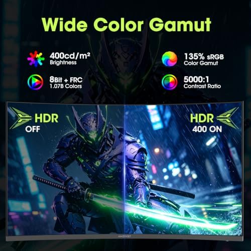 Amzfast 27" 280Hz WQHD Curved Gaming Monitor,Height Adjustable Stand,1ms OD - Image 6