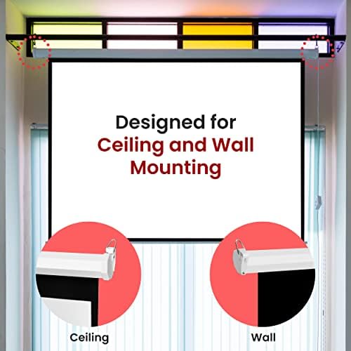 Pyle 84-Inch Pull Down Projector Screen – Manual Roll-Down Matte White Viewing Surface, Auto-Locking Height Adjustment, Wall or Ceiling Mount Design for Home Theater, Office & Classroom Use - Image 6