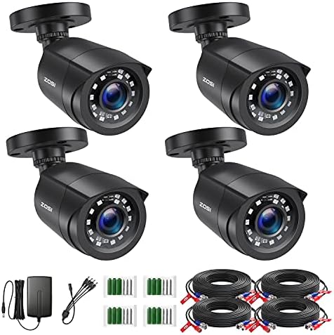 ZOSI 4 Pack 1080P HD TVI Wired Security Cameras, Outdoor Indoor Bullet Cam by ZOSI