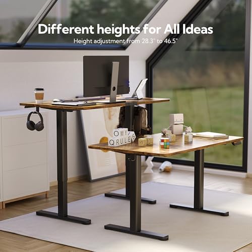 Claiks Electric Height Adjustable Standing Desk, 63x24 Inch, Rustic Brown - Image 5