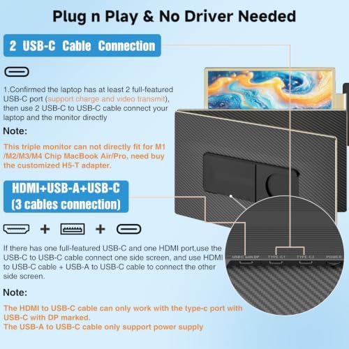 KEFEYA Laptop Screen Extender 15.6", Portable Triple Monitor for Laptops 13-17.3", FHD 1080P 120% sRGB 235° Rotation Detachable Laptop Monitor Extender for Windows/Mac/Dex/Chrome/Surface, Plug n Play - Image 4
