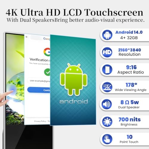 55" Touch Digital Signage Display Kiosk Floor Stand Advertising - Image 2
