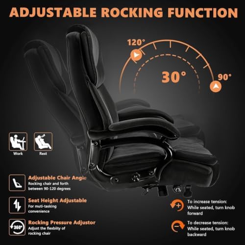 Indulgear 500lbs Fabric Big and Tall Office Chair,500lbs Heavy Duty Office Chair for Heavy People, High Back Executive Computer Chair with Adjustable Lumbar Support, Dual Rubber Wheel - Image 7