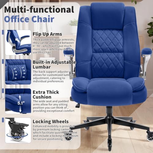 Fabric High Back Office Chair, Thick Padded Ergonomic Computer Desk Chair - Image 4