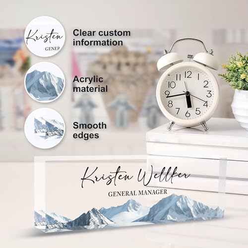 Desk Name Plate Personalized Name Plate for Desk, Office Desk Decor, 3D Style Personalized Plaque Name Plates for Desks Custom Appreciation Gifts for Boss Lady Employee Coworkers (Mountains) - Image 5