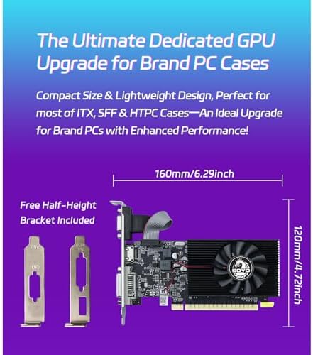 SOYO GeForce GT 740 4GB DDR3 Low Profile Graphics Card, 128-Bit 384SP HDMI/VGA/DVI-D Port Triple Output, SFF Half-Height Video Card for Slim Desktop PCs, Supports Windows 11/10/8/7 - Image 4