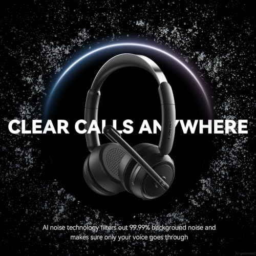 Wireless Headset with Mic for Work, Bluetooth Headset with Microphone AI Noise Cancelling & Mute Button, Wireless Headphones with Mic for Work/Home/Office/Call Center/PC/Laptop/Computer/Teams/Zoom - Image 2