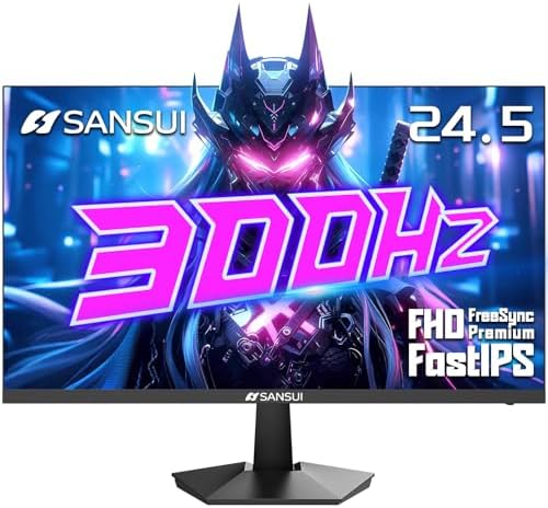 SANSUI 24.5 Inch 300hz 240hz, FHD 1080P Gaming Monitor for FPS PC Gaming by SANSUI