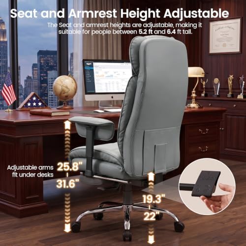 SEDETA Executive Home Office Chairs with Footrest,PU Leather Computer Chair - Image 4