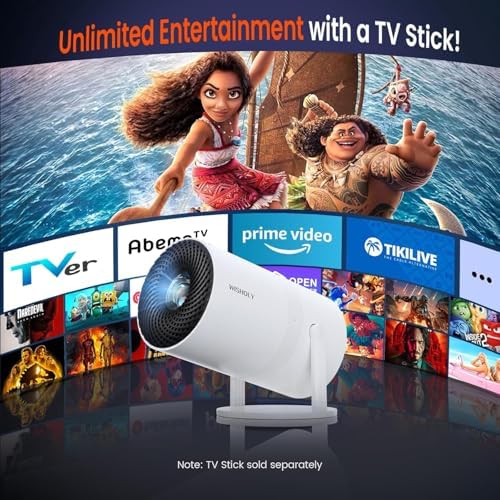 WISHOLY Mini Projector with WiFi and Bluetooth, Portable Movie Projector with 180° Rotatable, 1080P HD Supported, Auto Vertical Keystone, Compatible with Smartphone, TV Stick, Laptop, HDMI, USB - Image 4