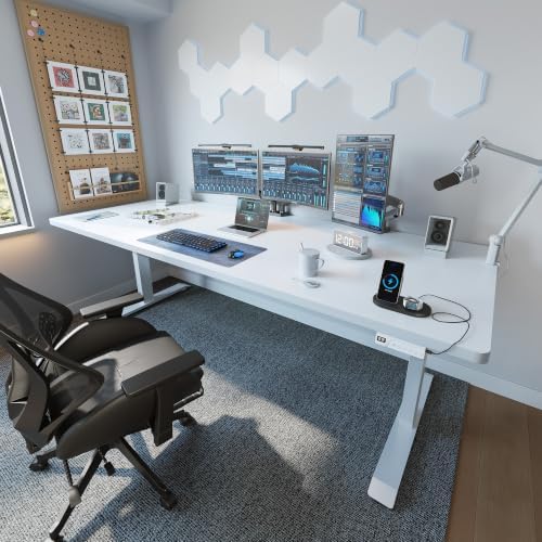 FEZIBO Standing Desk 71 × 37 Inch Electric Height Adjustable, White - Image 2