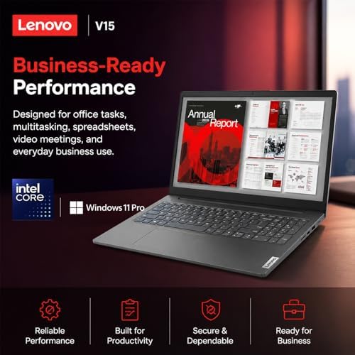 Lenovo New 15.6" FHD Business Laptop(2026-2027 Premium Edition), Intel Powerful Processor, 8GB DDR5, 256GB PCIe, Ultra Slim Design, Wi-Fi 6, 14.5-Hour Battery Life, Windows 11 Pro with MS 365 for Web - Image 2