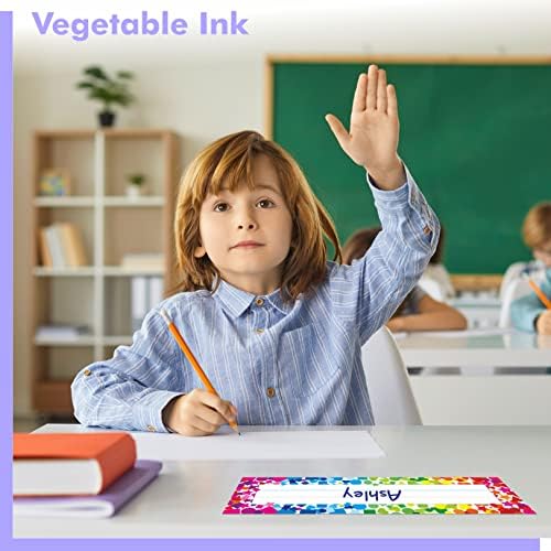 40PCS Desk Nameplates, Double Sided PET Film Confetti Desk Name Tags Erasable & Reusable Traditional Manuscript Name Plate Classroom Decoration for School Student (10” x 2.8”) - Image 5