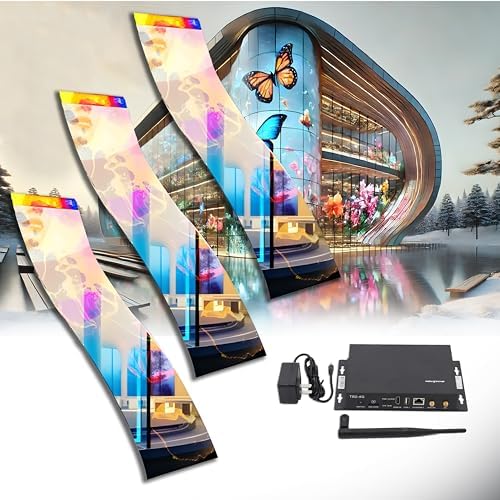 Self-Adhesive LED Flexible Transparent Film Screen for Retail Windows, Storefronts, Glass Doors and Many More for Digital Advertising | Sunlight-Readable Display (P16, Pack of 3 with TB20 Box) by INWIXA