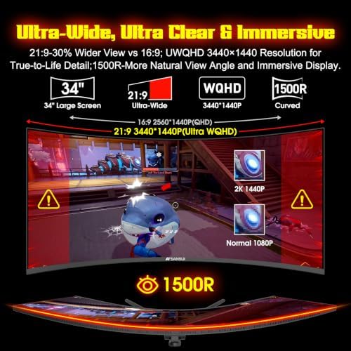SANSUI 34 Inch Curved Monitor 240Hz UWQHD 3440×1440 Gaming Monitor - Image 3