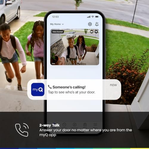 Chamberlain myQ Video Doorbell | 2K Camera, Battery/Wired, Color Night Vision, Live with 2-Way Talk, Motion Detection & Real-Time Alerts, 150 Deg Wide View, Black - Image 4