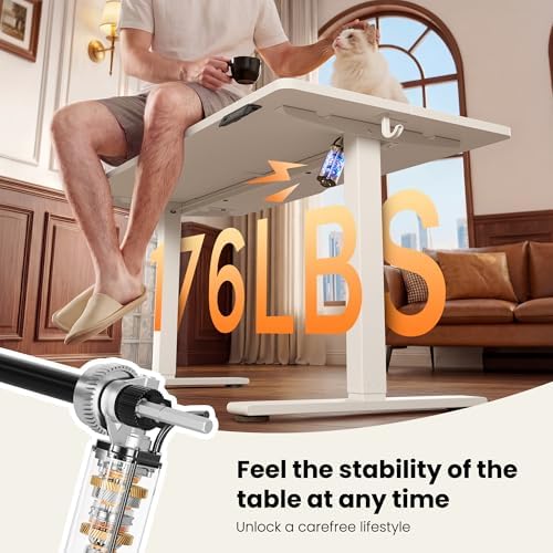CubiCubi Electric Height Adjustable Standing Desk 55x28 Inch, White - Image 5