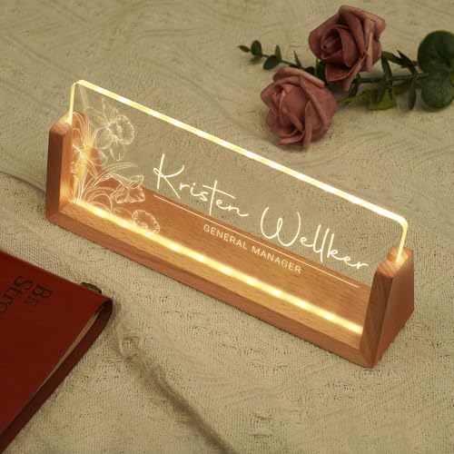 Custom Name Plate for Desk, Personalized Light Up Acrylic Desk Name Plate, Personalized Office Gifts for Boss Coworkers Teacher, Employee Appreciation GIfts, Office Decor for Women Men - Image 3