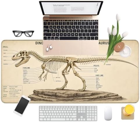 Dinosaur Fossils Extended Gaming Mouse Pad 35.4"x15.7" Large Extended Pad Desk Mat Anti-Slip Rubber Base & Durable Stitched Edges for Gamers Smooth Mouse Pad Writing Surface for Desk Office/Home - Image 3