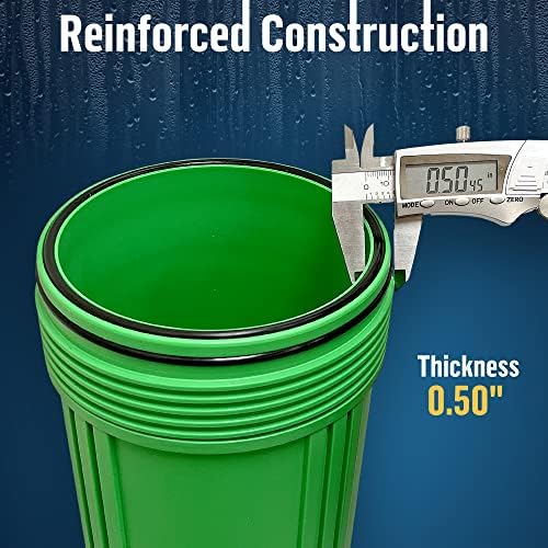 High Capacity 10 x 4.5” Whole House Filter Purifier System for Well or City Water, Presser Relief Button, 1” NPT Brass Port, Double O-Ring, Meets NSF Standards & Regulations (Green, 3 Sets) - Image 4