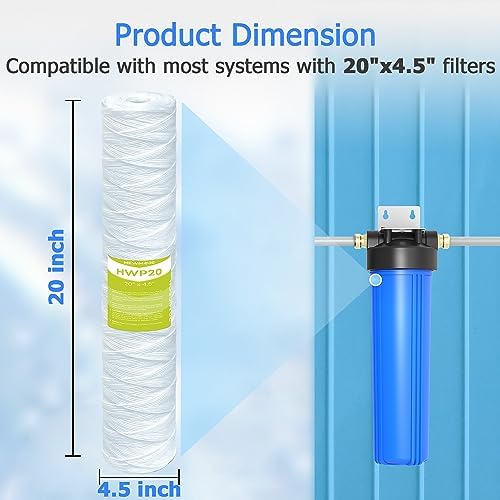 20 Micron Whole House Water Filter Cartridge, 20" x 4.5", 6-Pack - Image 4