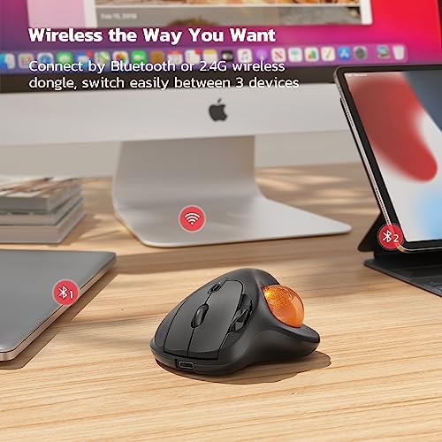 Nulea M501 Wireless Trackball Mouse Ergonomic Thumb Control, 4 DPI Levels - Image 4