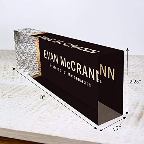 Artblox Personalized Name Plate for Desk | Net Design On Clear Acrylic Glass | Custom Plaque Desk Name Plate Personalized Your Name and Credentials Office Office Sign Engraved Plaque - Image 3