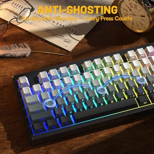 ZIYOU LANG M87V2 Wireless Gaming Keyboard, 80% TKL 87-Key Low Profile, Moon - Image 4