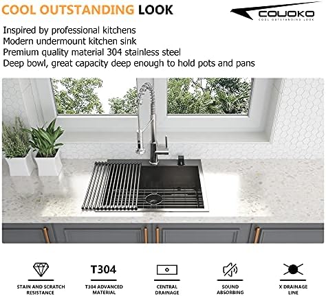 28 Inch Black Drop In 16 Gauge Stainless Steel Kitchen Sink - Image 4