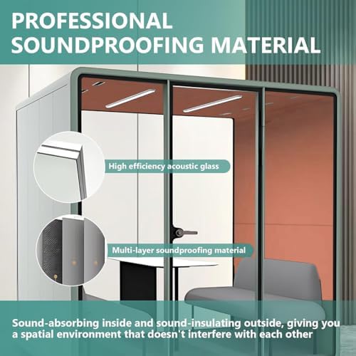 Office Sound Booth with Audio Privacy - Indoor Privacy Sound Isolation Booth with Magnetic Lock Sliding Glass Door,Lighting,Socket, Modern Soundproof Room for Meeting (90.55IN×70.27IN) - Image 4