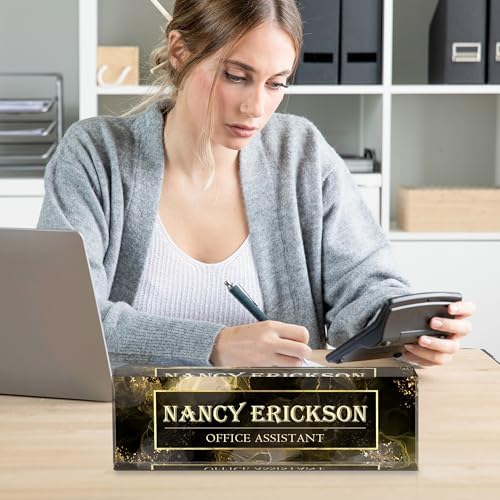 Personalized Name Plate for Desk, Custom Desk Name Plate, Acrylic Name Plate Office Desk Accessories, Personalized Office Gifts for Coworkers Teachers, Employee Appreciation Gifts (B-Gray Marble) - Image 6