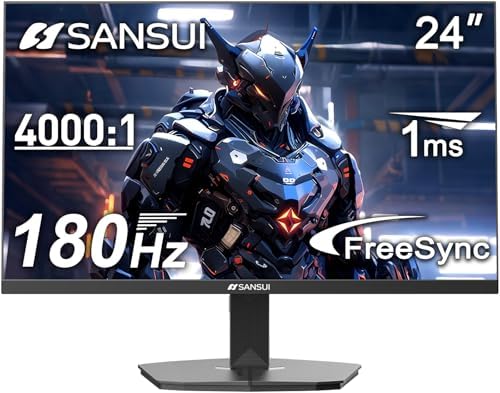 SANSUI 24 Inch Gaming Monitor 180Hz, DP 1.4 & HDMI 2.0 Ports High Refresh by SANSUI