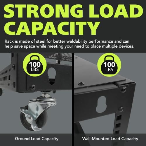 Pearington 12U Open Frame Server Rack, 23''-40'' Adjustable Depth, Free Standing or Wall Mount, 4 Post AV Rack with Casters, Holds Networking IT Equipment AV Gear Router Modem - Image 4