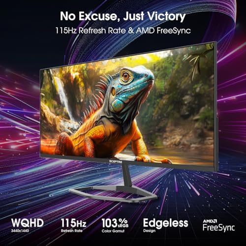 New! Sceptre 34-inch Prime Monitor 3440 x 1440 up to 115Hz 103% sRGB DisplayPort HDMI Build-in Speakers, Machine Black 2026 (E345W Series) - Image 4