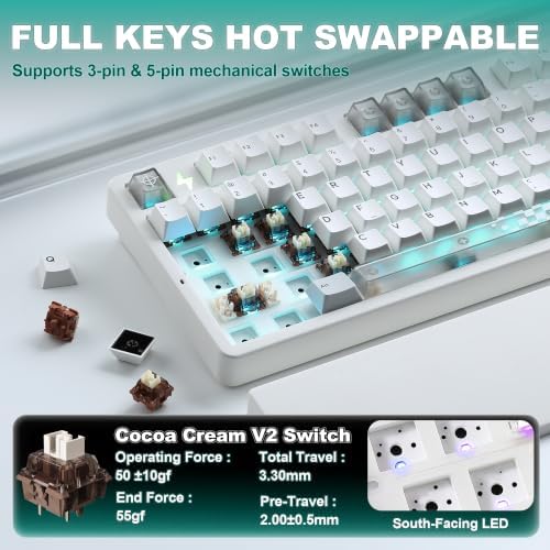 YUNZII AL98 PRO Aluminum Wireless Mechanical Keyboard(White,Cocoa Cream V2) - Image 5
