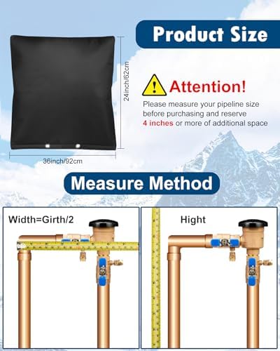 Backflow Preventer Insulation Cover (5F) - 36"X24" 5 Layers Outdoor Pressure Vacuum Breaker, Water Well Pump, Sprinkler Valve, Faucet Cover for Winter Freeze Protection - Black - Image 2