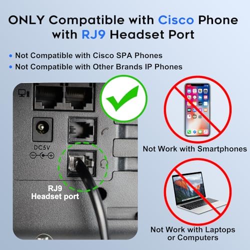 MKJ Cisco Phone Headset Corded RJ9 Telephone Headset Noise Canceling Mic - Image 2