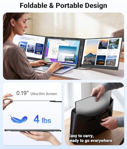 Synnov 15.6“ Laptop Screen Extender, 1080P FHD Ultra Light & Portable Triple Monitor for Laptops, Fit for 12"-17.3" Laptops, Plug & Play Travel Monitor Extender Compatible with Wins/MacOS/Chrome - Image 5