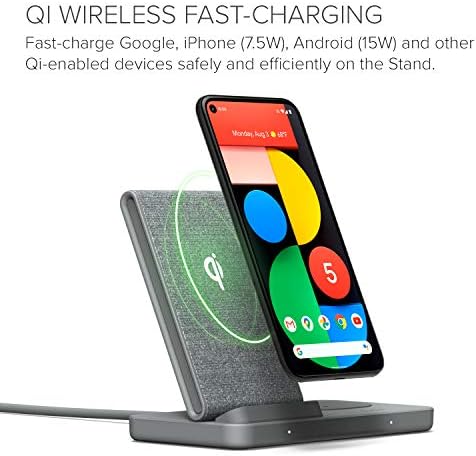 iOttie iON Wireless Duo CERTIFIED BY GOOGLE 15W Stand + 5W Pad Qi-Certified Charger | Compatible with Google, Google Pixel, Pixel Buds | Includes Power Cable & Adapter | Dark Grey - Image 2