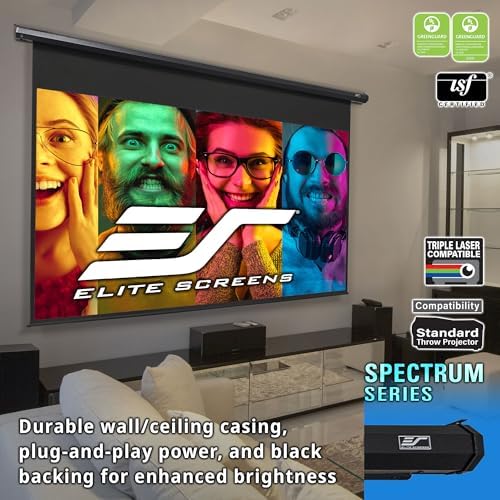Elite Screens Spectrum 120-Inch 4:3 Electric Motorized Projector Screen, 4K/8K Ultra HD Ready, Home Theater, Classroom & Office, White Case, ELECTRIC120V - Image 4