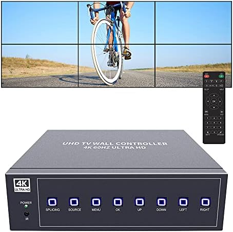 ISEEVY 4K60 UHD Video Wall Controller 2x3 3x2 1x5 1x6 4K TV Wall Controller for 6 TV Splicing Display Support 3840x2160@60Hz Inputs and Rotate 90 Degree for Portrait Mode Screens by ISEEVY