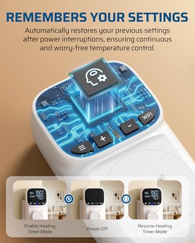 DEWENWILS Smart Temperature Controller, 15A Smart Thermostat with Memory - Image 3